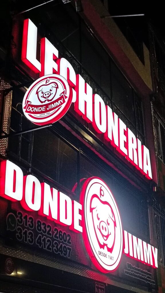 aviso lechoneria donde jimmy aviso publicitario en acrilico 328